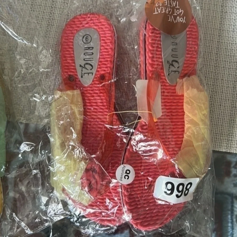 BRAND NEW ROUGE,size6 ,EMBELLISHMENTS SLIDE SANDALS, beautiful color for summer
